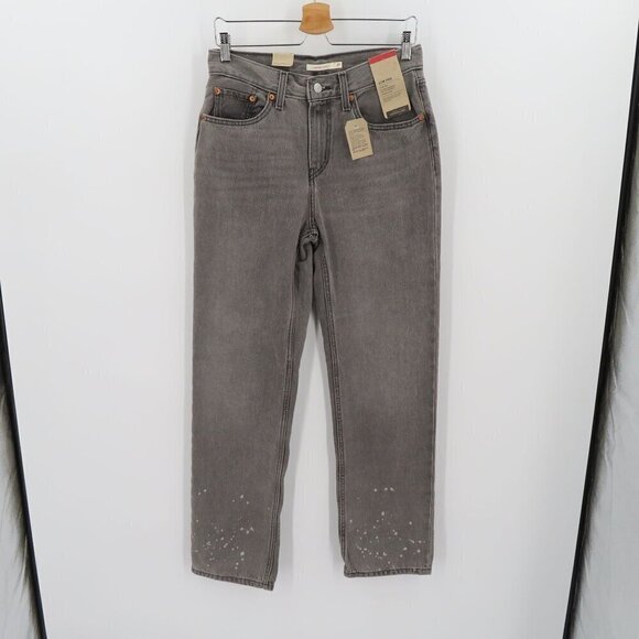 Levis Womens 27 Low Pro Straight Leg Mid Rise Gray Bleached Denim Jeans NEW - Picture 11 of 12